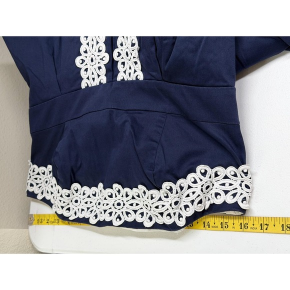 Lilly Pulitzer Dress Women 10 Navy White Betsey Strapless Lace Trim Resort Party - Picture 11 of 13